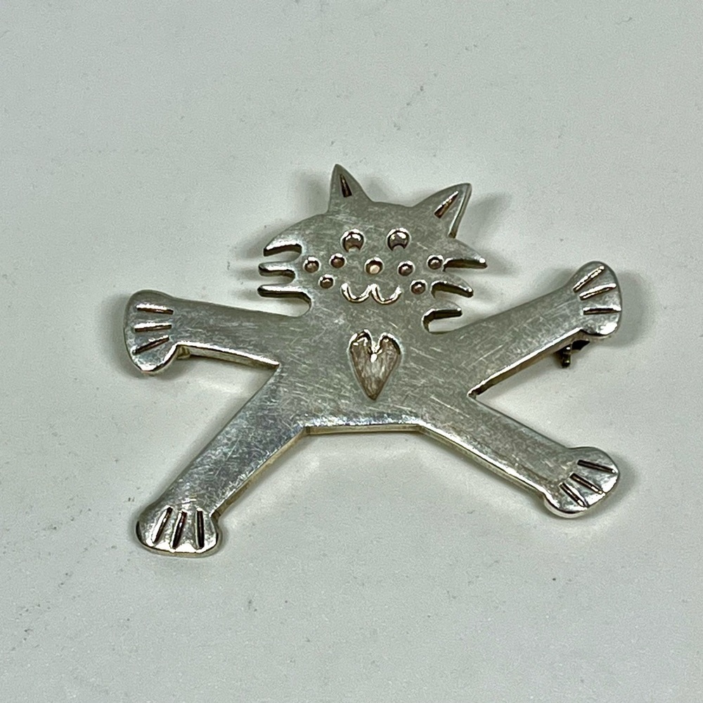 925 Sterling Silver Cat Brooch